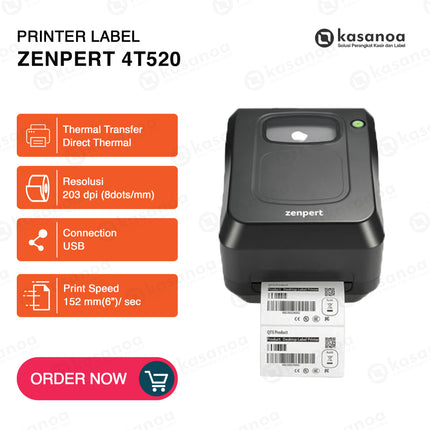 Printer Label Sticker Barcode TSC Zenpert 4T520 USB