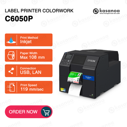 Printer Label Sticker Barcode Epson ColorWorks C6050P Inkjet Color