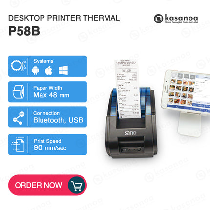 Printer Struk Kasir POS Bluetooth Sano P58B Desktop