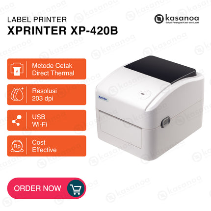 Printer Label Sticker Barcode Xprinter XP-420B USB + Wi-Fi