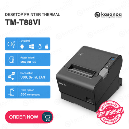 Printer Struk kasir Epson POS TM-T88VI-161 Ethernet,USB,Serial Refurbish