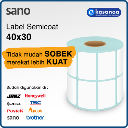 Label Sticker Barcode Sano Semicoat 40x30
