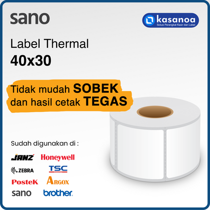 Label Sticker Barcode Sano Thermal 40x30