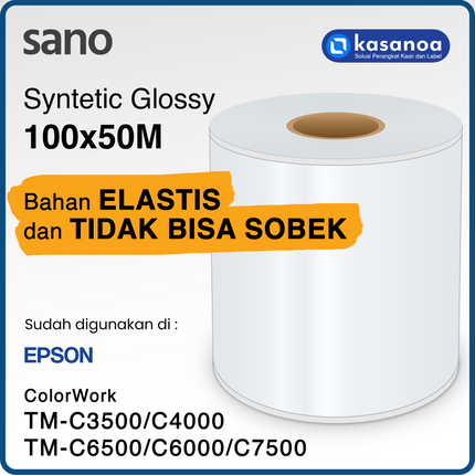 Label Sticker Inkjet Colour Syntetic Glossy Sano 100x50M Continuous