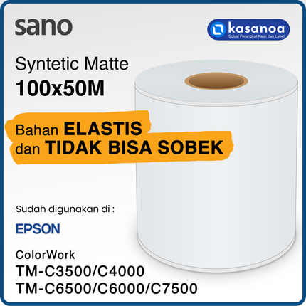 Label Sticker Inkjet Colour Syntetic Matte Sano 100x50M Continuous